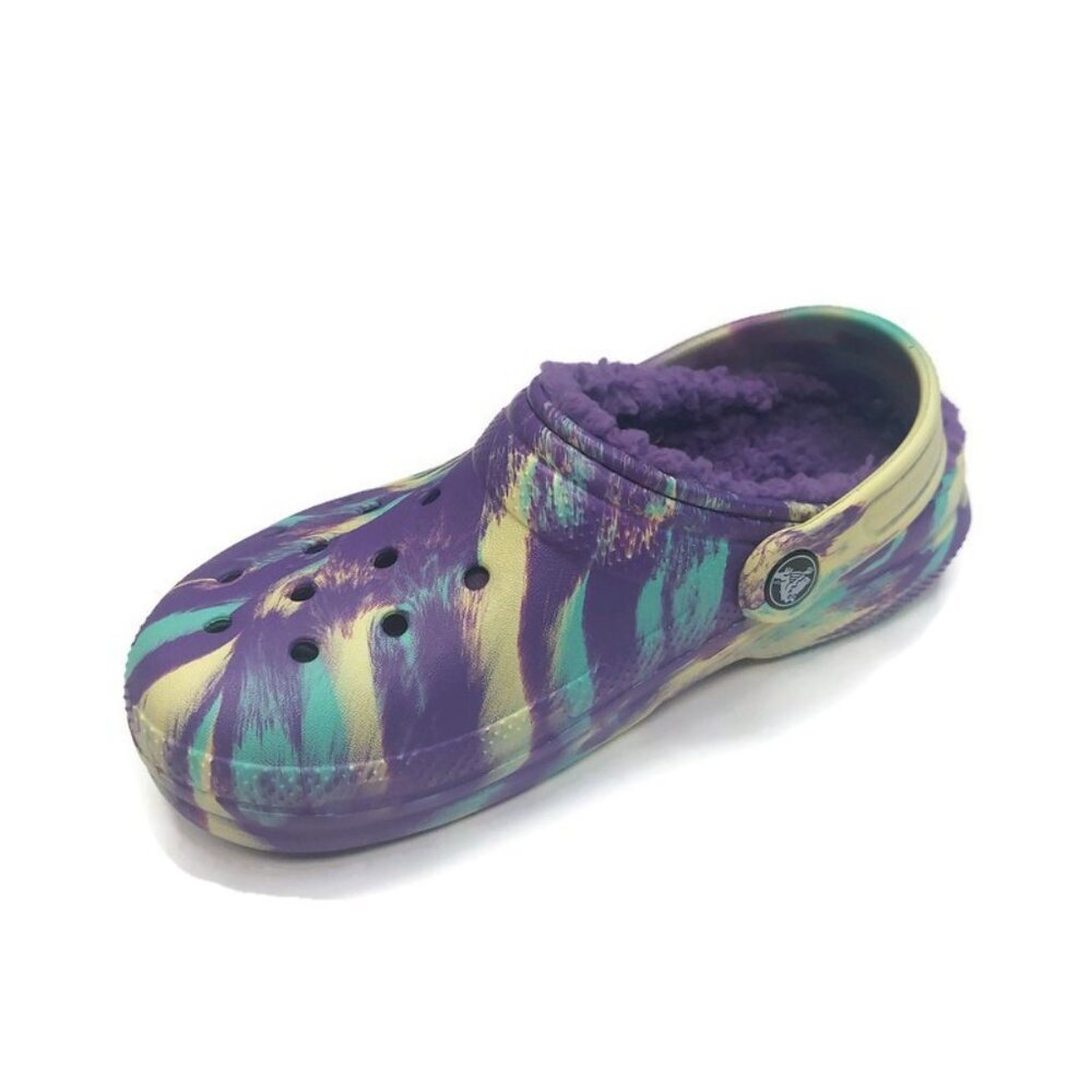 CROCS Kids Size J2 Classic Lined Marbled Clog K Lightweight Slip On Clogs Shoes - Picture 3 of 8